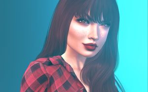Preview wallpaper girl, face, art, freckles, brunette