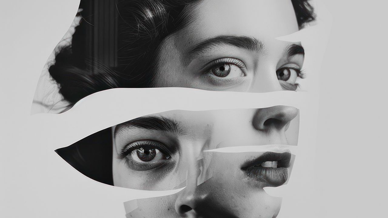 Wallpaper girl, face, eyes, lips, black and white