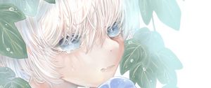 Preview wallpaper girl, face, flowers, tears, sad, anime