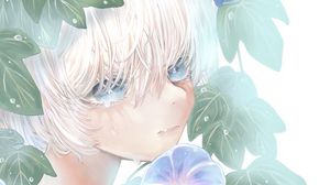 Preview wallpaper girl, face, flowers, tears, sad, anime
