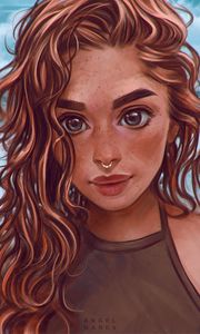 Preview wallpaper girl, face, glance, art