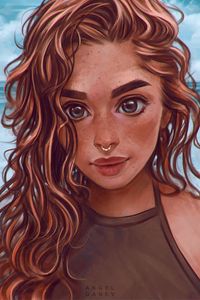 Preview wallpaper girl, face, glance, art