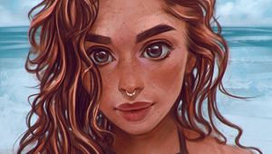 Preview wallpaper girl, face, glance, art