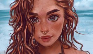 Preview wallpaper girl, face, glance, art