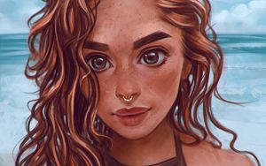 Preview wallpaper girl, face, glance, art