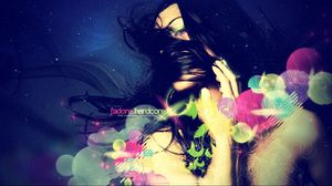 Preview wallpaper girl, face, hair, multicolored, flashing