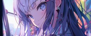 Preview wallpaper girl, face, monitor, anime, art