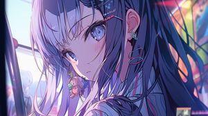 Preview wallpaper girl, face, monitor, anime, art