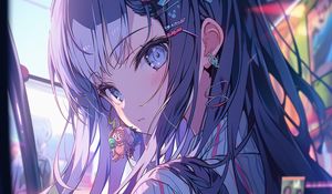 Preview wallpaper girl, face, monitor, anime, art