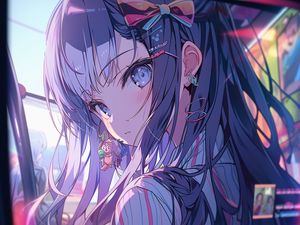 Preview wallpaper girl, face, monitor, anime, art