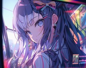 Preview wallpaper girl, face, monitor, anime, art