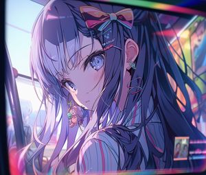 Preview wallpaper girl, face, monitor, anime, art