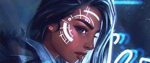 Preview wallpaper girl, face, paint, light, art