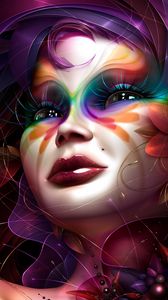 Preview wallpaper girl, face, paint, bright