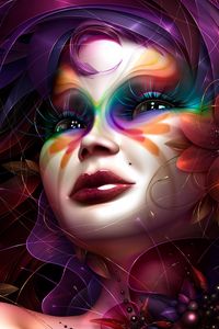 Preview wallpaper girl, face, paint, bright