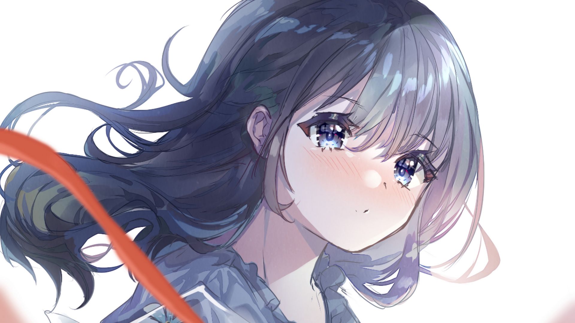 1920x1080 Wallpaper girl, face, sad, anime.