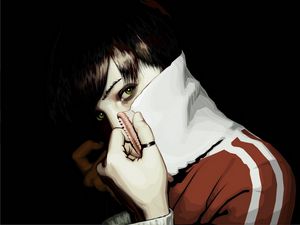 Preview wallpaper girl, face, sweatshirt, ring, eyes