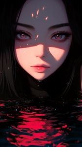 Preview wallpaper girl, face, water, drops, anime, art