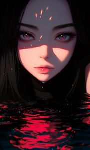 Preview wallpaper girl, face, water, drops, anime, art