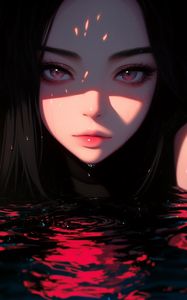 Preview wallpaper girl, face, water, drops, anime, art