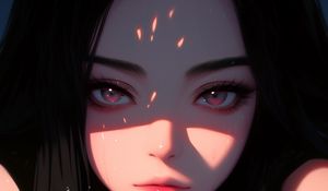 Preview wallpaper girl, face, water, drops, anime, art