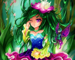 Preview wallpaper girl, fairy, flower, anime, art