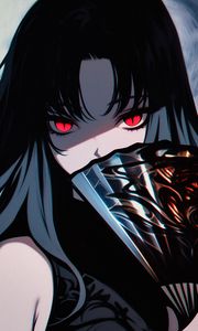 Preview wallpaper girl, fan, bangs, anime, art