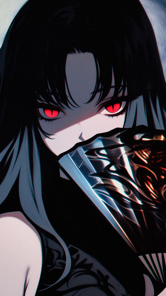 540x960 Wallpaper girl, fan, bangs, anime, art