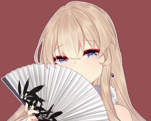 Preview wallpaper girl, fan, glance, anime, red