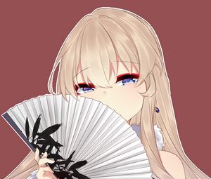 Preview wallpaper girl, fan, glance, anime, red