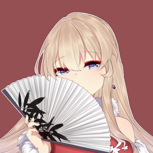 Preview wallpaper girl, fan, glance, anime, red