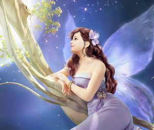 Preview wallpaper girl, fantasy, fairy, tree