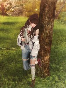 Preview wallpaper girl, field, tree, art, walk