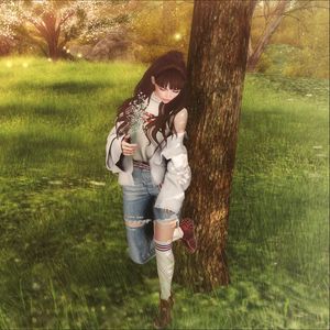 Preview wallpaper girl, field, tree, art, walk