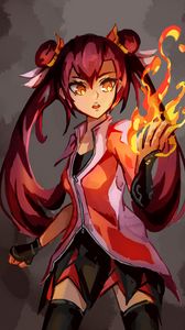 Preview wallpaper girl, fire, magic, anime