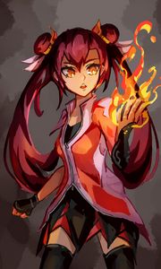 Preview wallpaper girl, fire, magic, anime