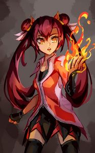 Preview wallpaper girl, fire, magic, anime