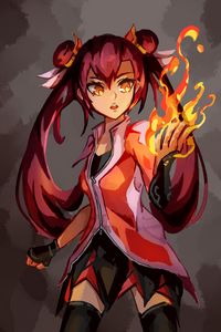 Preview wallpaper girl, fire, magic, anime