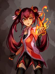 Preview wallpaper girl, fire, magic, anime