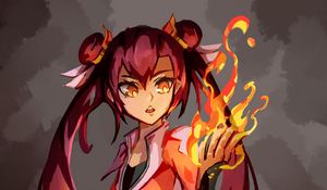 Preview wallpaper girl, fire, magic, anime