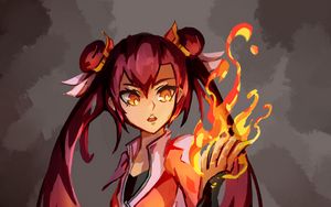 Preview wallpaper girl, fire, magic, anime