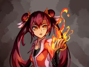 Preview wallpaper girl, fire, magic, anime
