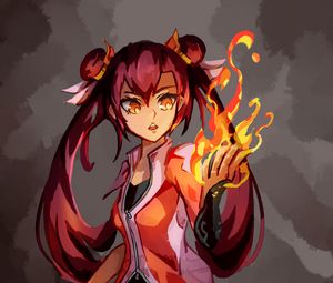 Preview wallpaper girl, fire, magic, anime