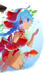 Preview wallpaper girl, fish, underwater world, anime