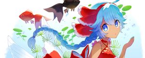 Preview wallpaper girl, fish, underwater world, anime