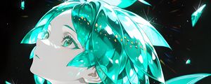 Preview wallpaper girl, flight, art, anime, green