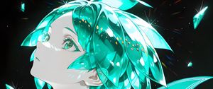 Preview wallpaper girl, flight, art, anime, green