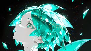 Preview wallpaper girl, flight, art, anime, green