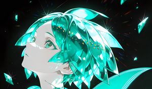 Preview wallpaper girl, flight, art, anime, green