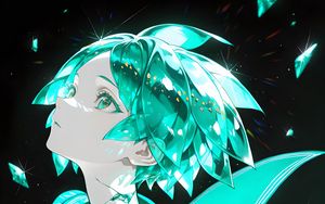 Preview wallpaper girl, flight, art, anime, green